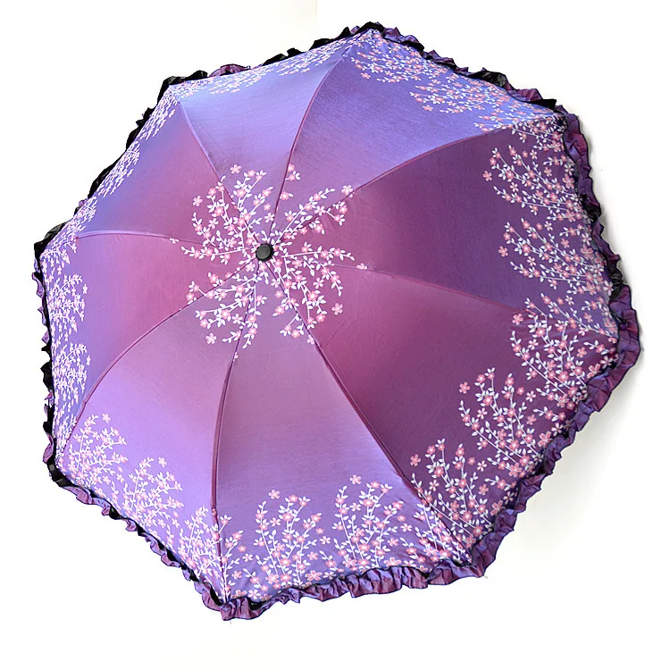 YADA Creative Color Flash Flower Umbrella Rainy Lace Umbrella For Women Men UV Folding Windproof Umbrellas Parasol Gift YD180
