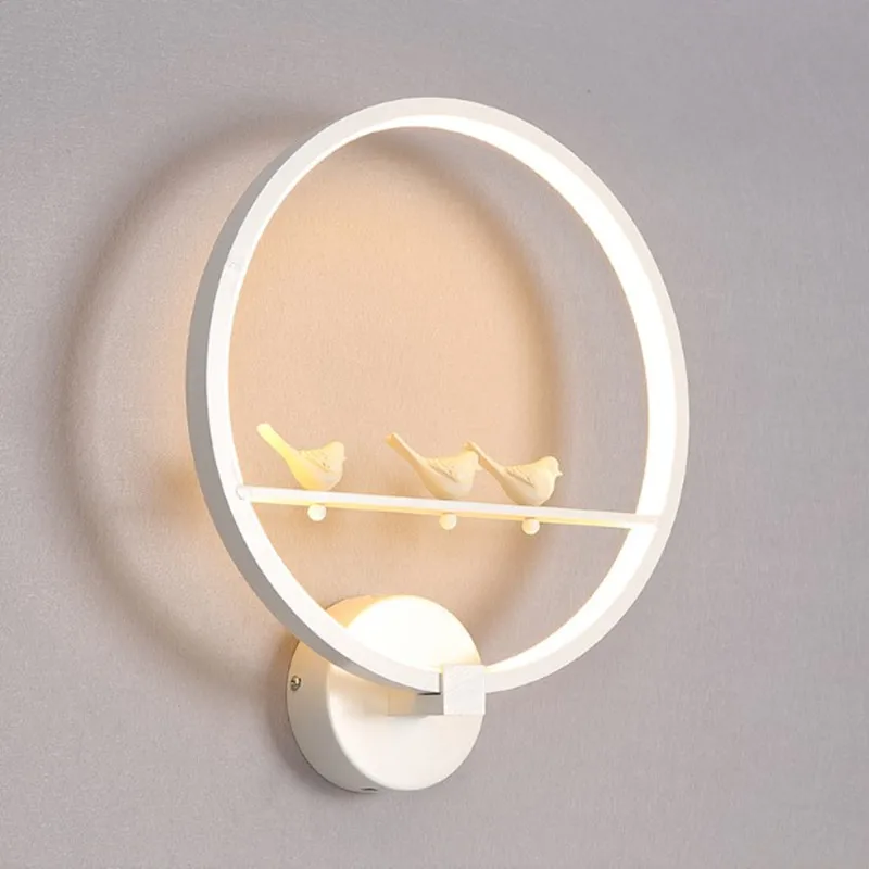 Round circle led wall lamp bird angel decoration