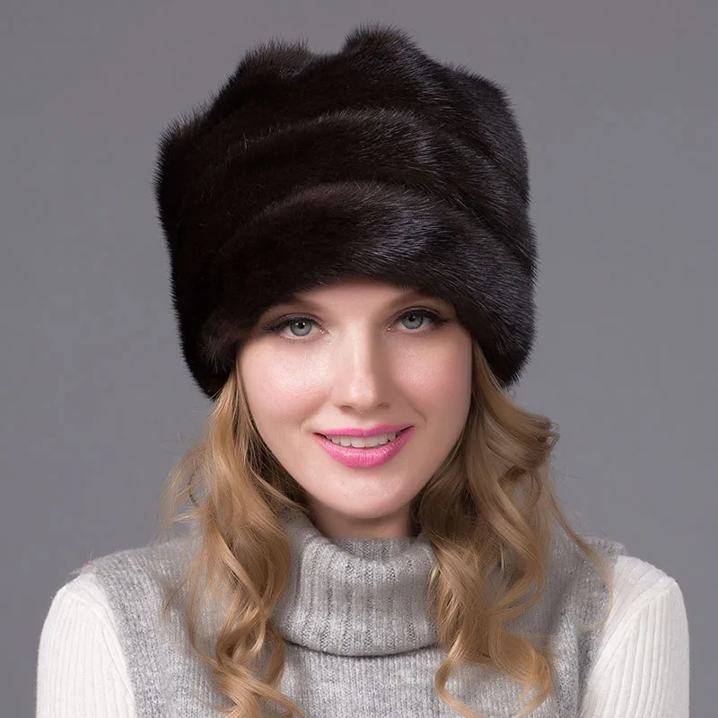 Russia Women's Hats For Winter Imported Whole Mink Fur Hat With Fur New