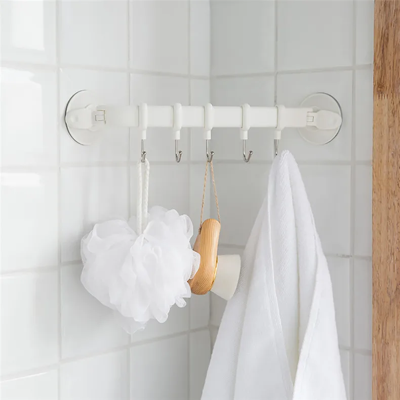 Rustproof Vacuum Suction Cup Hook Waterproof Bathroom Kitchen Corner Towel Hanger with 5 Stainless Steel Hooks (4)