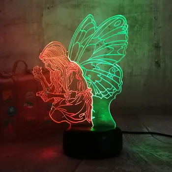 

Beauty Mixed Dual Colors Butterfly Fairy Girl Gift Cartoon 3D Lamp LED Night Lihgt Beauty Gift for Girls Kids Home Decor Lustre