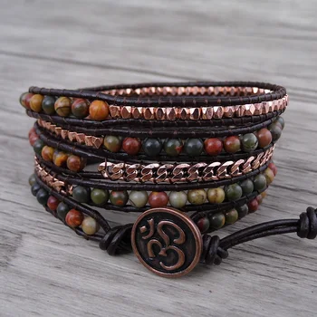 

Leather wraps beads bracelet bohemian wrap bracelet picossa beads bracelet chain wraps jewelry yoga
