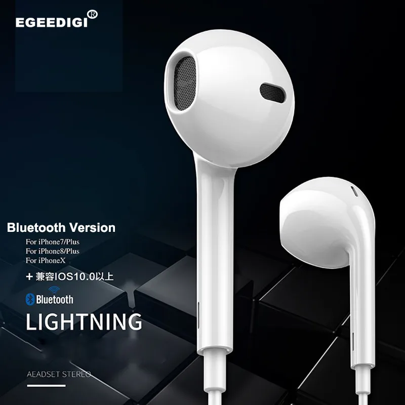 

Egeedigi Stereo Headphones Wired Bluetooth Earphone For IPhone 8 7 Plus X XR XS Max 10 Sports Auriculares Earpiece with MicPhone