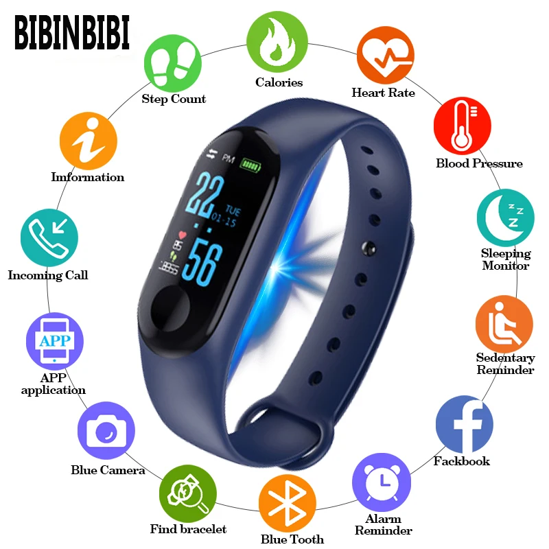 

2019 Smart Horloge Mannen Vrouwen digitale horloges Bluetooth Klok Camera Hartslag Bloeddruk Sleep Monitor Stappenteller Band