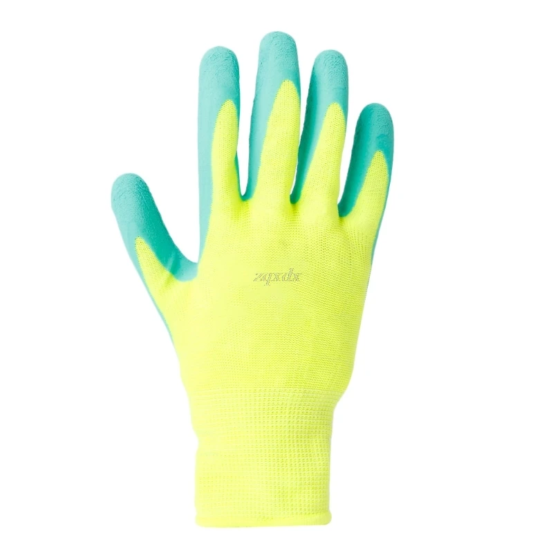1 Pair Knitted Wrist Latex Coated Nylon Work Gloves Safety Garden Labour Repair
