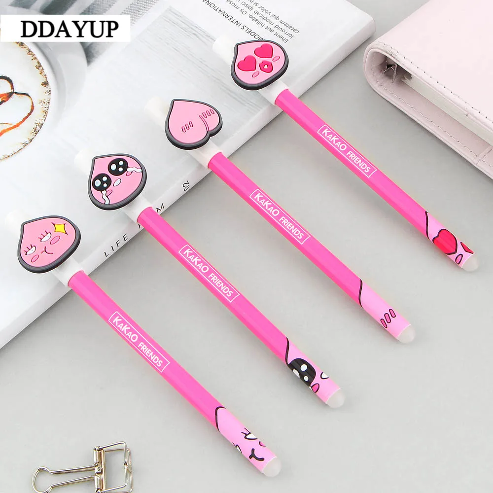 

2 Pcs/lot Kawaii Erasable Pens Cartoon Cute Peach Ink Blue Magic Gel Pen Office Supplies Student Stationery