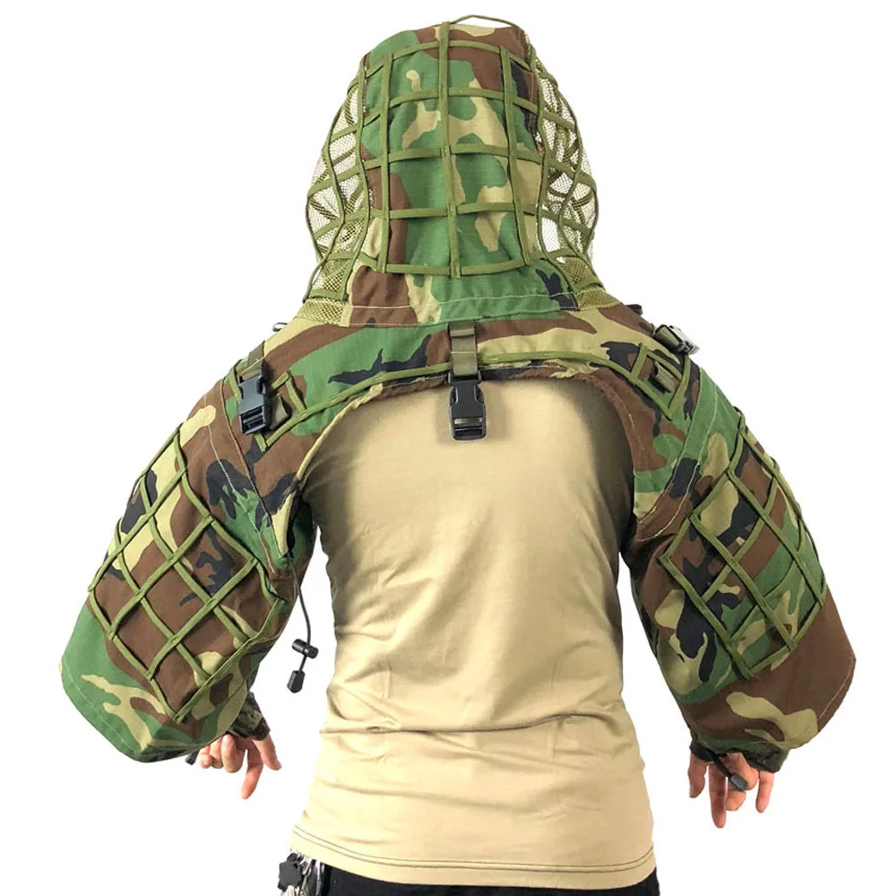 TTGTACTICAL Снайпер Ghillie костюм основа, RIPSTOP камуфляж снайпер Tog Ghillie Hood Лесной/CP/ACU/океан/Цифровой Лесной - Цвет: Woodland