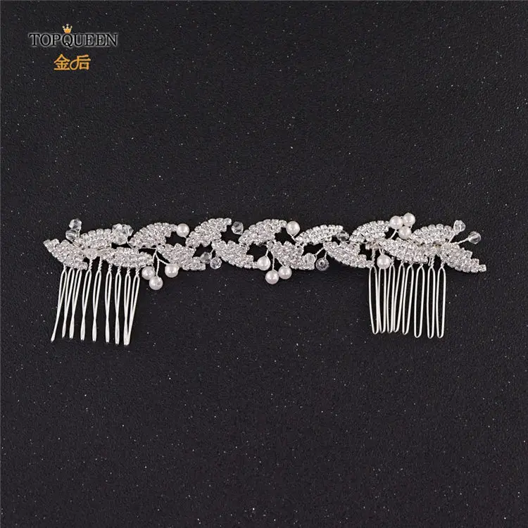 small TOPQUEEN HP251 wedding bridal hair comb bridal hair jewelry silver bridal hair clips pins for girlfriend Pearl diamond comb - Цвет: small