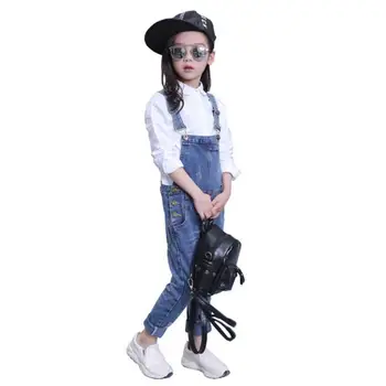 

New Spring Autumn Kids Jumpsuit Children Girls Denim Overall Jumpsuit For Girls Kids Jeans Pants Baby Girl Overalls Clothes T150