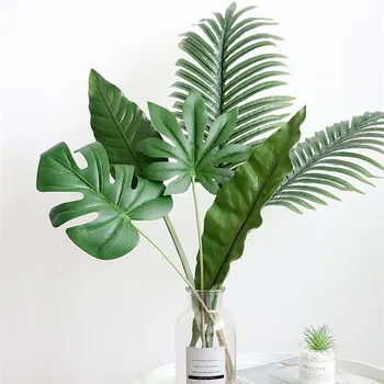 

Beautiful Artificial Green Leaf Decorative Display Plants 2pcs/Lot Plastic Turtle Leaf Home/Shop Decor Photography Tool
