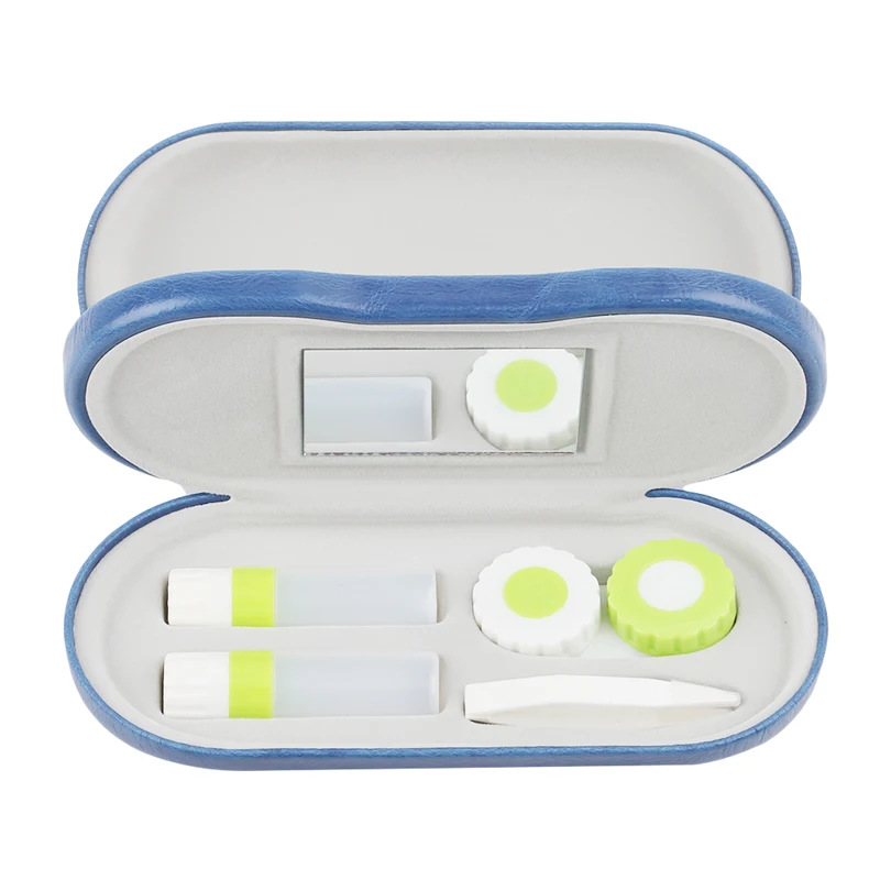 

New Arrive Leather Reading Glasses Case Double Interlayer with Mirror Metal Lens Case for Kit Box Dual Purpose lentes