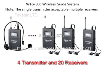 

New Hot Takstar Uhf Tour Guide Wireless System Church System (4 Transmitter and 20 Receivers) Takstar WTG-500 Museum Visiting