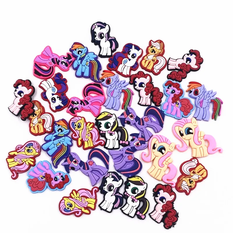 

Wholesale 100Pcs My Little Poni Unicorn Horse PVC Flat Back Diy Accessories Decoration Crafts Resinas Planas De Personajes