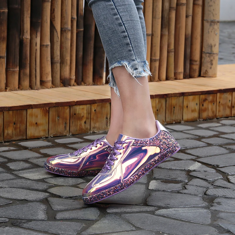 Tenis Feminino New Women Breathable Leather Sport Shoes Women Tennis Shoes Female Cool bright female sports Zapatos tenis purple