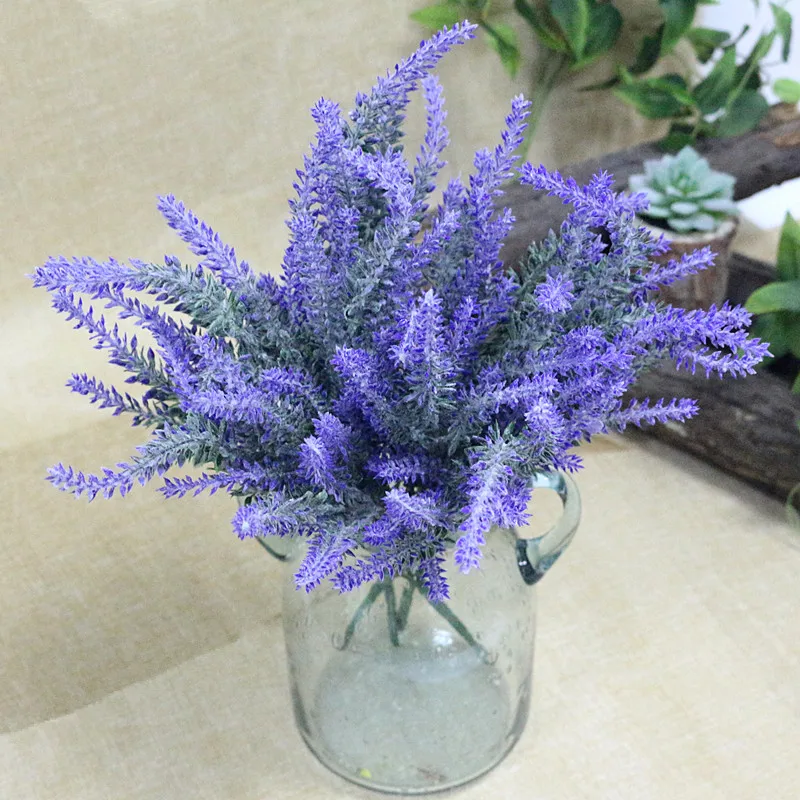Flone 5 Branch Romantic Provence Lavender Artificial Flower Bouquet Simulation Plastic Flowers Wedding Home Party Decor Plants (4)