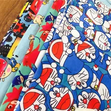 50*150 м эластичная трикотажная хлопковая ткань с рисунком дораэмона, поросенка, Лоскутная одежда для малышей, летняя футболка