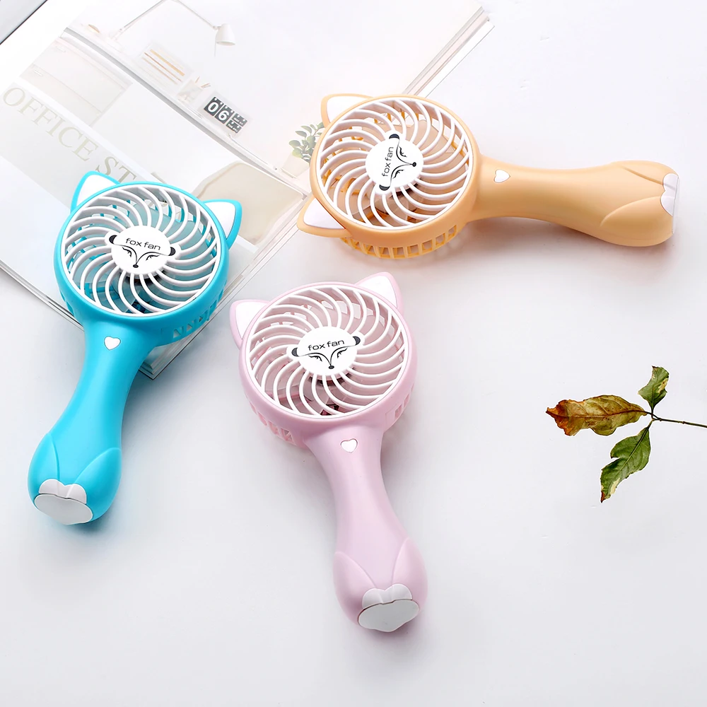 

2018 Summer Creative Mini Cartoon Fox Fan Handheld 3 Speed USB Electric Mini Hand Fan For Home Office