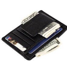 Новое поступление, мужской кожаный бумажник ID кошелек с застежкой, черный/коричневый