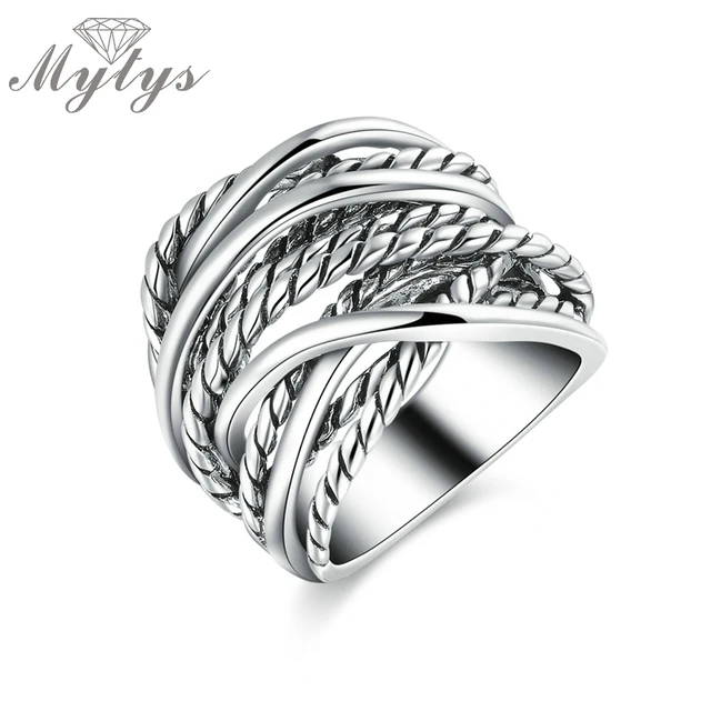 Mytys Retro Unisex White Gold Color Vintage Metal Rings Irregular Chain Fashion Mytys Retro Unisex White Gold Color Vintage Metal Rings Irregular Chain Fashion