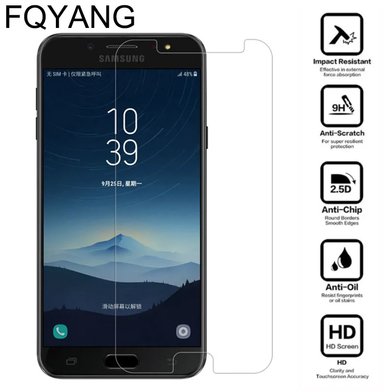 FQYANG 9H 2.5D Закаленное стекло для Samsung A7 A9 2018 A6S Защитная пленка экрана J4 J6 PLUS C7 C9 J2 |