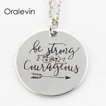 

BE STRONG AND COURAGEOUS Memorial Pendant Charms Necklace Gift Jewelry 10Pcs/Lot,#LN363