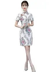 Шанхай история китайское платье Ципао в народном стиле Стиль платье Для женщин Cheongsam китайский Восточный платье Короткое платье Qipao