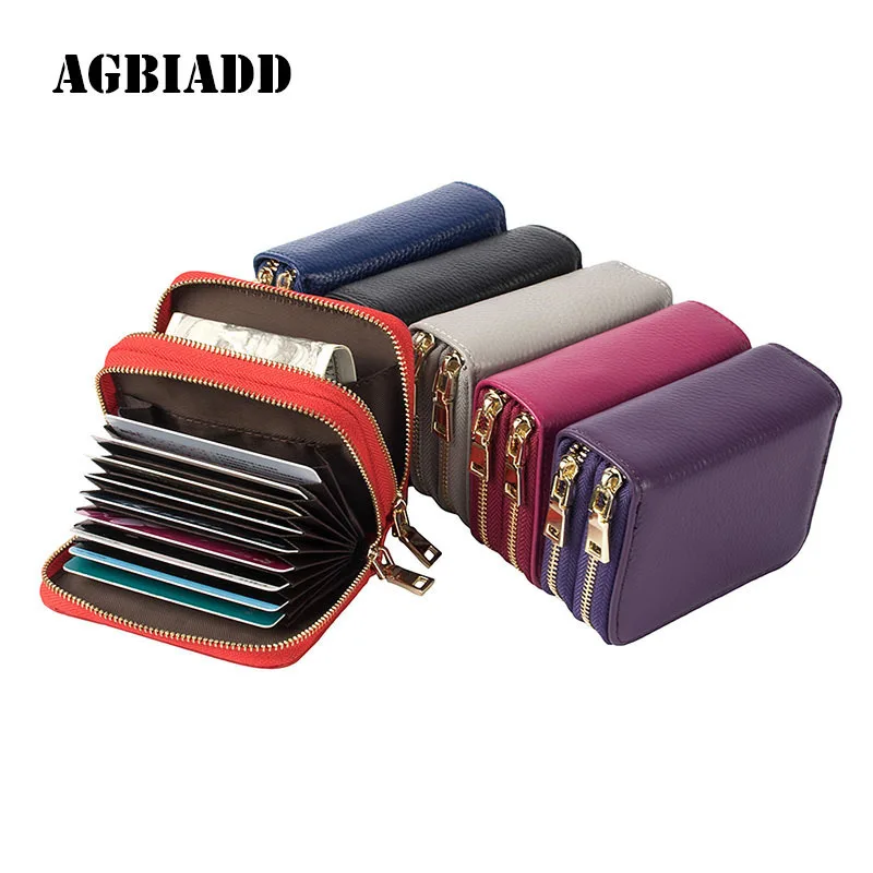 Fashion Brand RFID Genuine Leather Women Business Card Holder Wallet