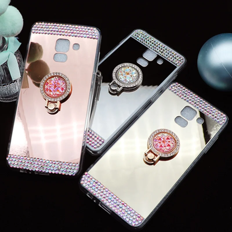 Чехол Funda J4 J6 2018 Алмазный зеркальный Мягкий силиконовый чехол для Galaxy A8 plus Samsung J2 Pro