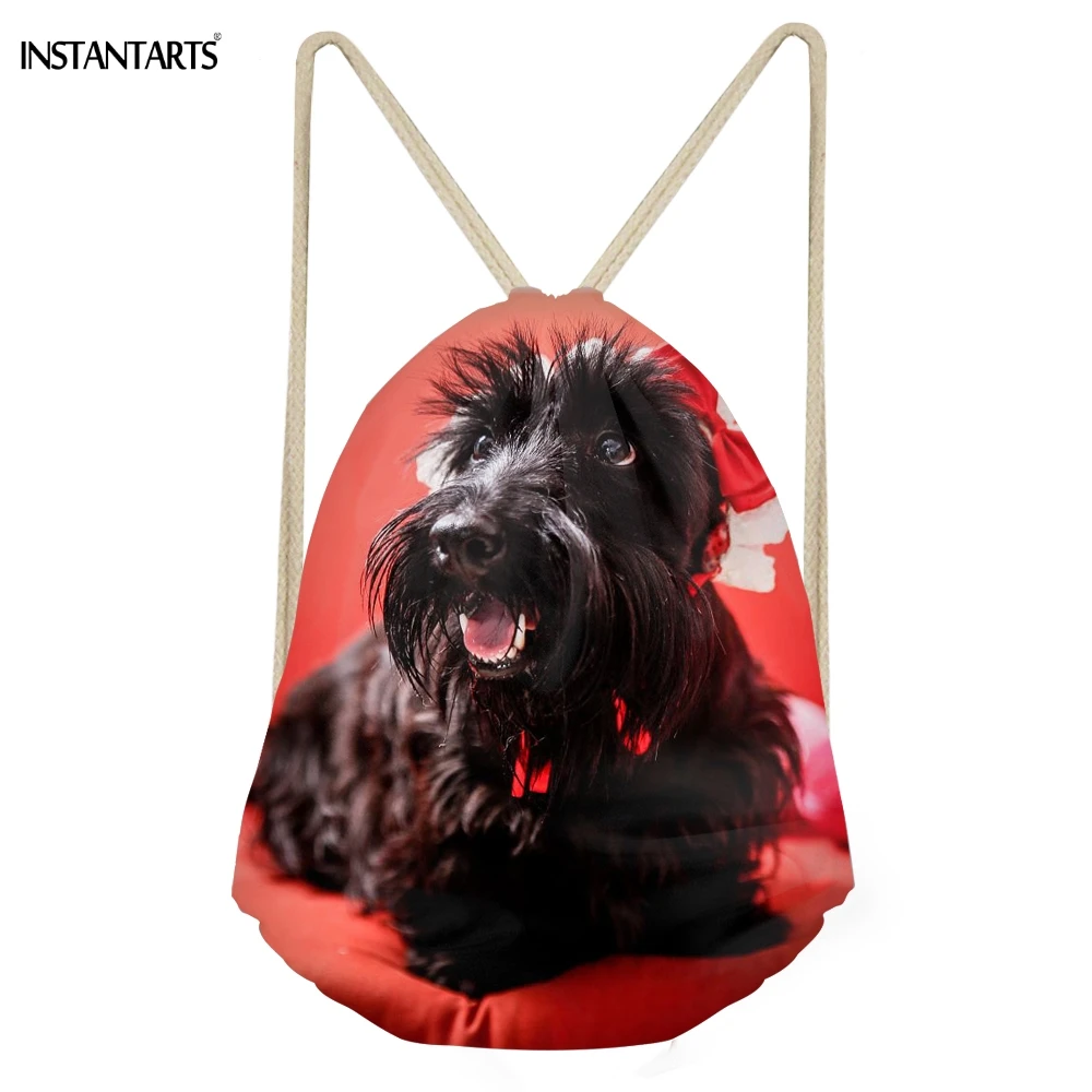 

INSTANTARTS Funny 3D Dog Scottish Terrier Print Women Men Drawstrings Bags Teens Boys Girls Storage Backpacks Softback Beach Bag