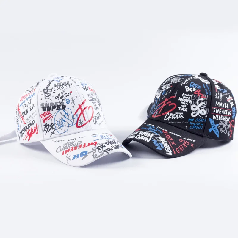 

Korean Style Graffiti Creatived Women and Men Baseball Cap 2019 Spring Summer Casual Simple Cool Baseball Cap