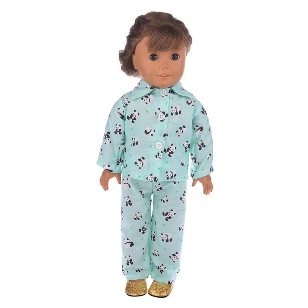 Fashion Adorable Doll Panda Pattern Sleepwear Outfit for 18'' Girls Dolls For Kids Children Pretend Toy