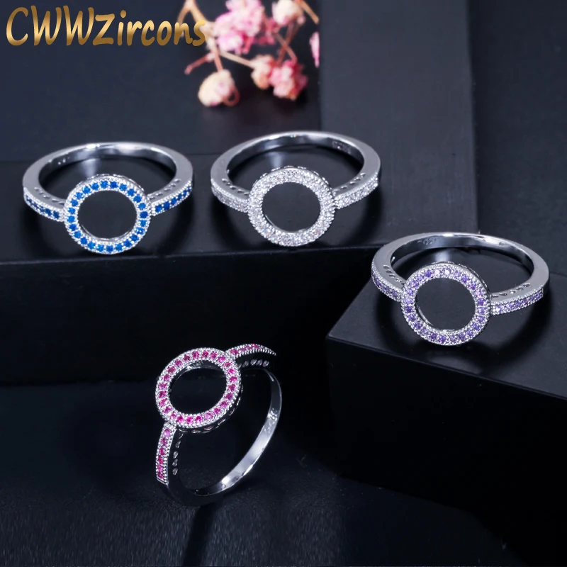 Cwwzircon элегантные красные фиолетовые фианиты Love обручальные круглые кольца с