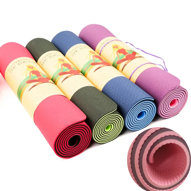 

183*61cm 6mm Thick Double Color Non-slip TPE Yoga Mat Quality Exercise Sport Mat for Fitness Gym Home Tasteless Pad