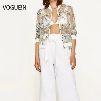 

VOGUEIN New Womens Summer Floral Print Long Sleeve Bomber Jacket Organza Sunblock Coat Size SML Wholesale
