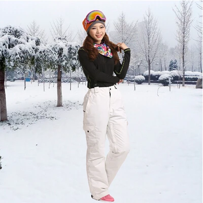 Marsnow брендовые ветрозащитные водонепроницаемые дышащие двухслойные зимние женские лыжные брюки для снежной погоды утепленные лыжные штаны для сноубординга - Цвет: White