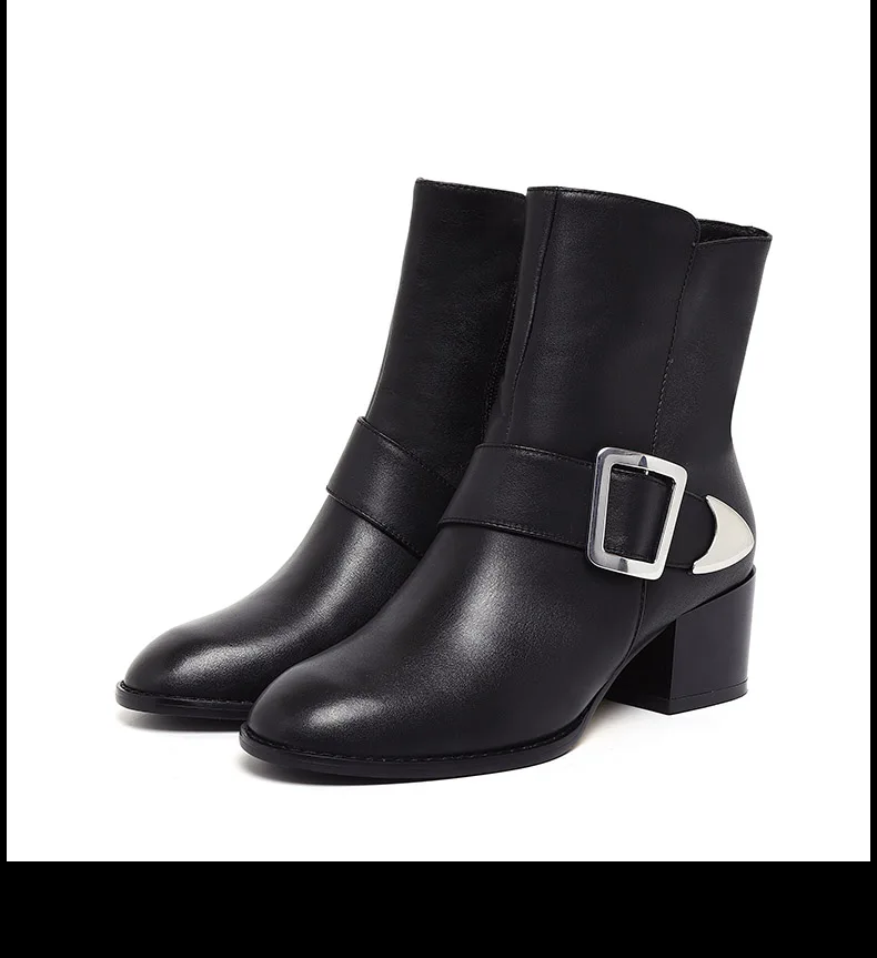 Discount MYCOLEN New Arrivals Fashion Solid Square Heel High Heel Women Boots Winter Ladies Chelsea Boots Round Toe Women Boots Ankle Ms 3