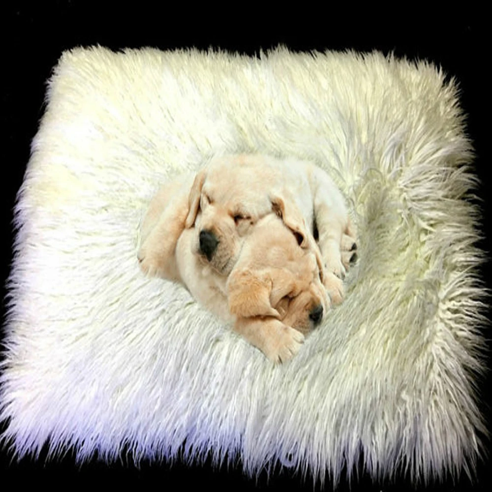Dog Pet Mat Cat Mat White Faux Fur Cushion Long Hair Sheepskin Rug Shabby Chic Shag Pelt Pet