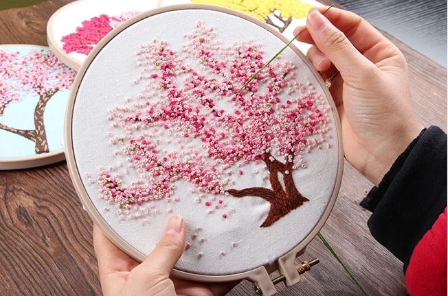 Embroidery diy material package handmade beginner fabric kit simple embroidered ribbon self-embroidered | Дом и сад