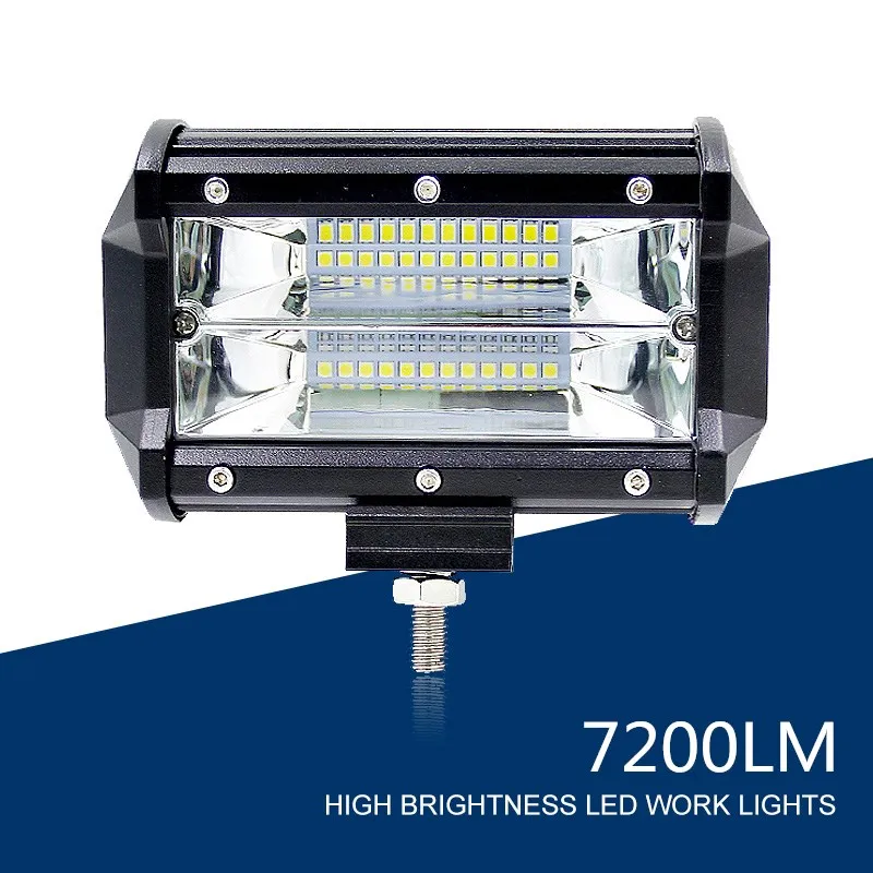 

1pcs 5 inch 72W LED Work Light Bar 7200LM 12V 24V Offroad Work Lamp 6000K For Lorry Trailer Truck SUV ATV 4x4 4WD
