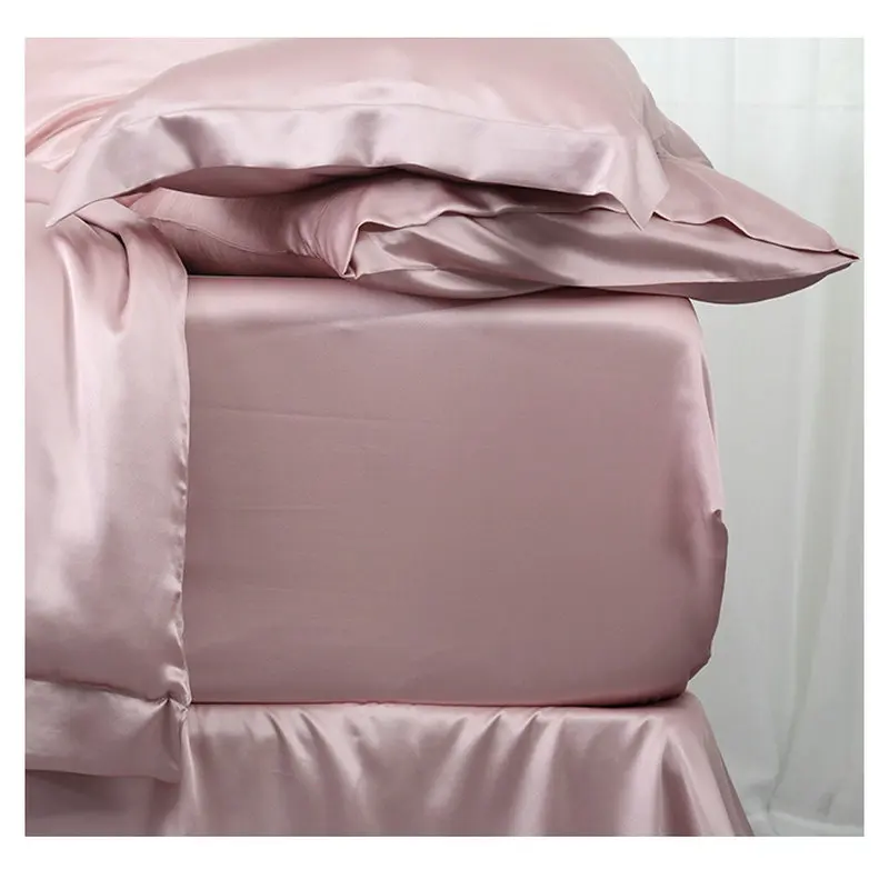 

19m/m Pure White 100% Mulberry Silk Fitted Sheets Sets 1 pcs king queen twin multicolor silk bedding