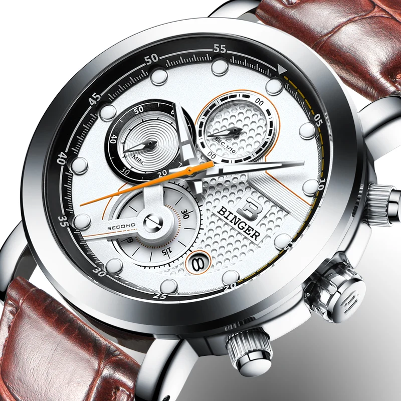 

Relogio Masculino BINGER Mens Watches Luxury Brand Chronograph Quartz Watch Men Luminous Men Wrist Watch reloj hombre B-9017M2