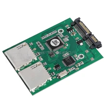 New 2 Port Dual SD SDHC MMC RAID to SATA Adapter Converter For Any Capacity SD Card #K400Y# DropShip