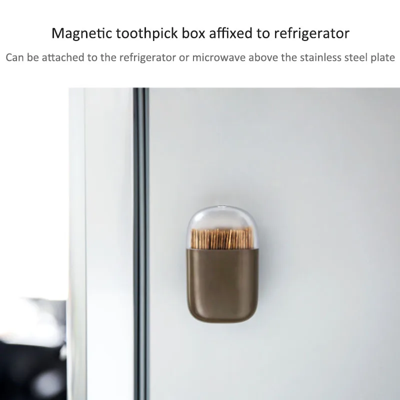 Toothpick Storage Case Portable Toothpick Dispenser Magnetic Toothpick Box ABS Plastic Fridge Magnet 1Pc Toothpick Holders