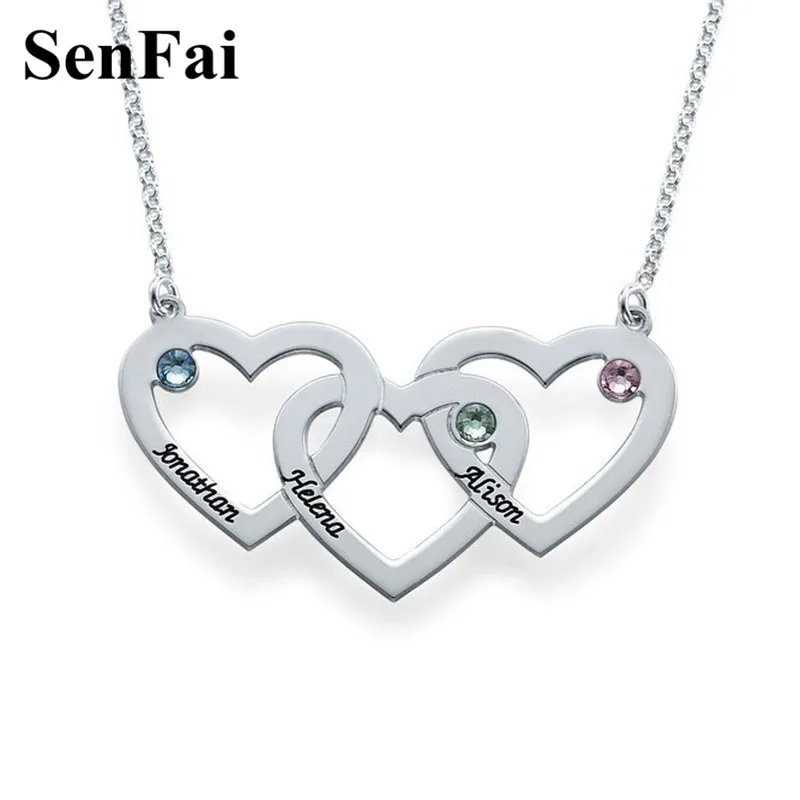 Senfai Name Necklace Pensonalized Custom Design Monogram Initial Silver Love Heart Pendant Necklace For Women Men Girls Jewelry Customized Necklaces Aliexpress