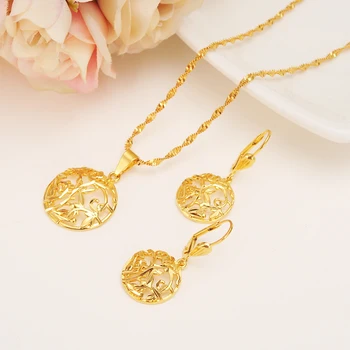 

Bangrui Yellow Gold Color Earrings And Pendant Necklace Set Fashion Dubai Multilayer Flower Jewelry Set