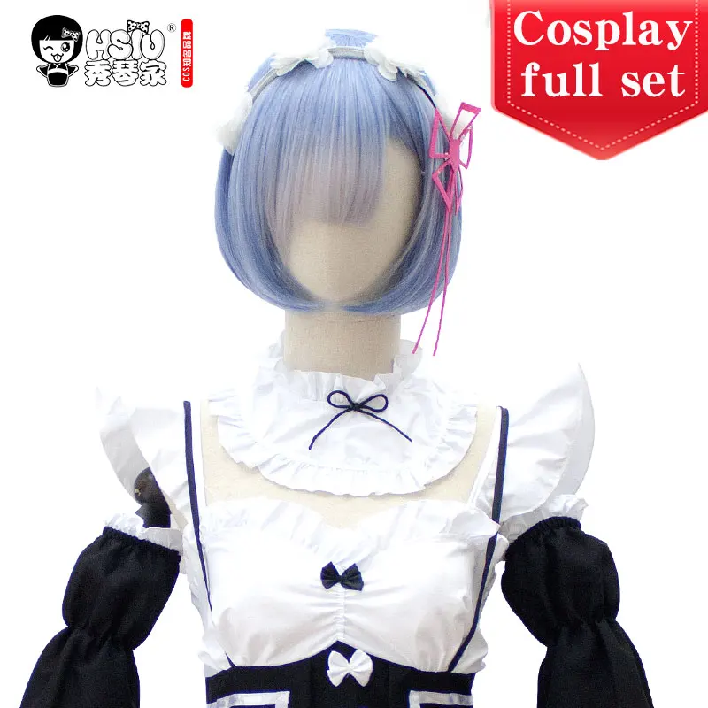 

HSIU graduated color REM cosplay wig Re:Zero Starting Life in Another World Costume play Halloween costumes NEW High quality