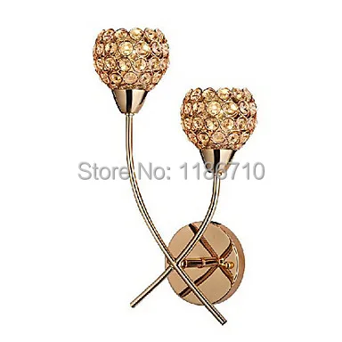 

Crystal Golden Wall Light In 2 Light modern wall light Contains the LED bulbs free shipping