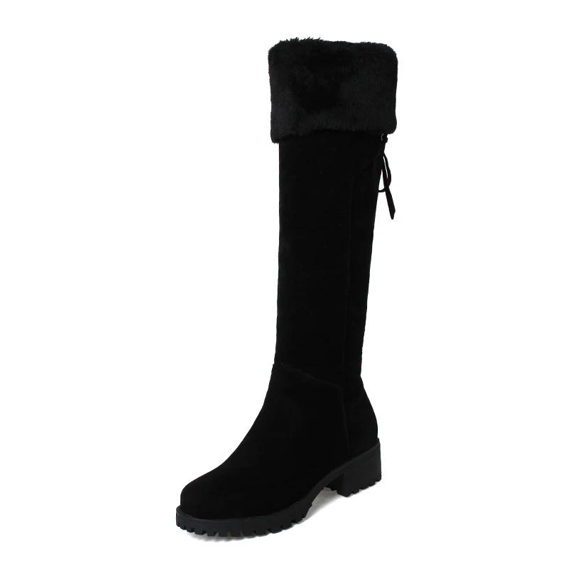 Pritivimin FN219/женская зимняя обувь ручной работы; теплые шерстяные плюшевые сапоги до колена; большие размеры - Цвет: black