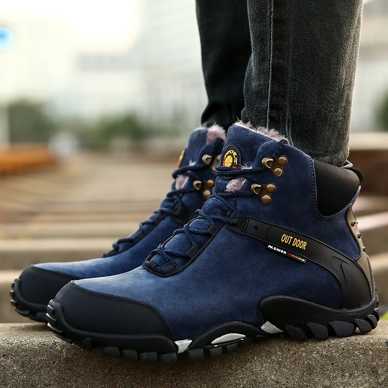 

Mens outdoor Warm Snow Boots Winter Fur 2018 Work cashmere warm non-slip boots Men Footwear Fashion Shoes 38-47 Yasilaiya