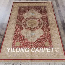 Yilong 5'x7. 5' античный красный персидский ковер ручной работы изысканный Шелковый ковер(ZQG061A5x7.5